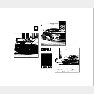 TOYOTA SUPRA MK4 Black 'N White Archive Posters and Art